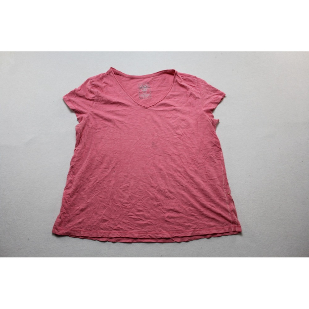 Merona V-Neck Tee Women Double Extra Large Pink Excellent Slub Knit Cotton